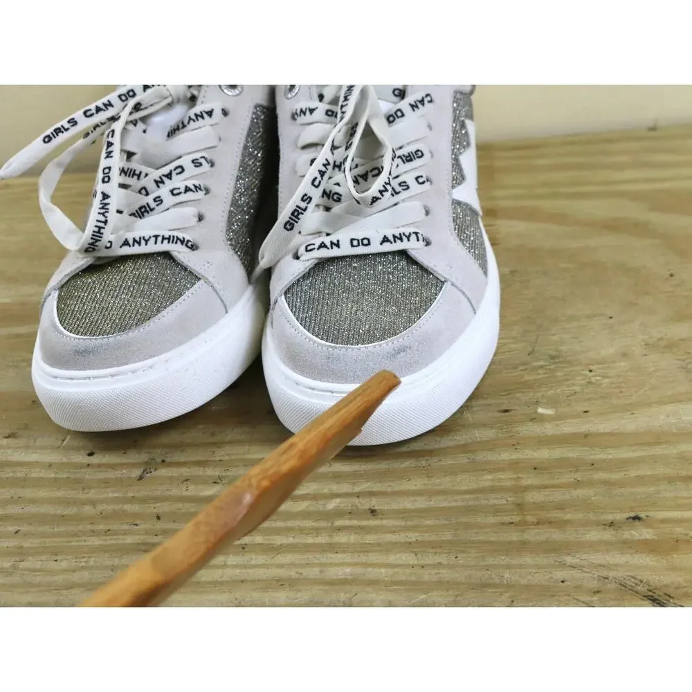 New Zadig & Voltaire Sneakers 38 White Leather Flash Sparkle Shoes - Picture 9 of 15